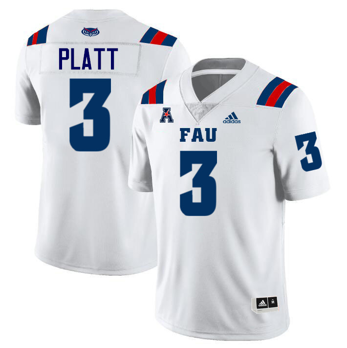 #3 Jayshon Platt FAU Jersey,Florida Atlantic Owls Football Jersey,Uniforms,Gears-White #3 Jayshon Platt FAU Jersey,Florida Atlantic Owls Football Jersey,Uniforms,Gears-White